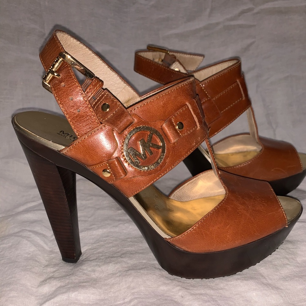 Brown leather heels